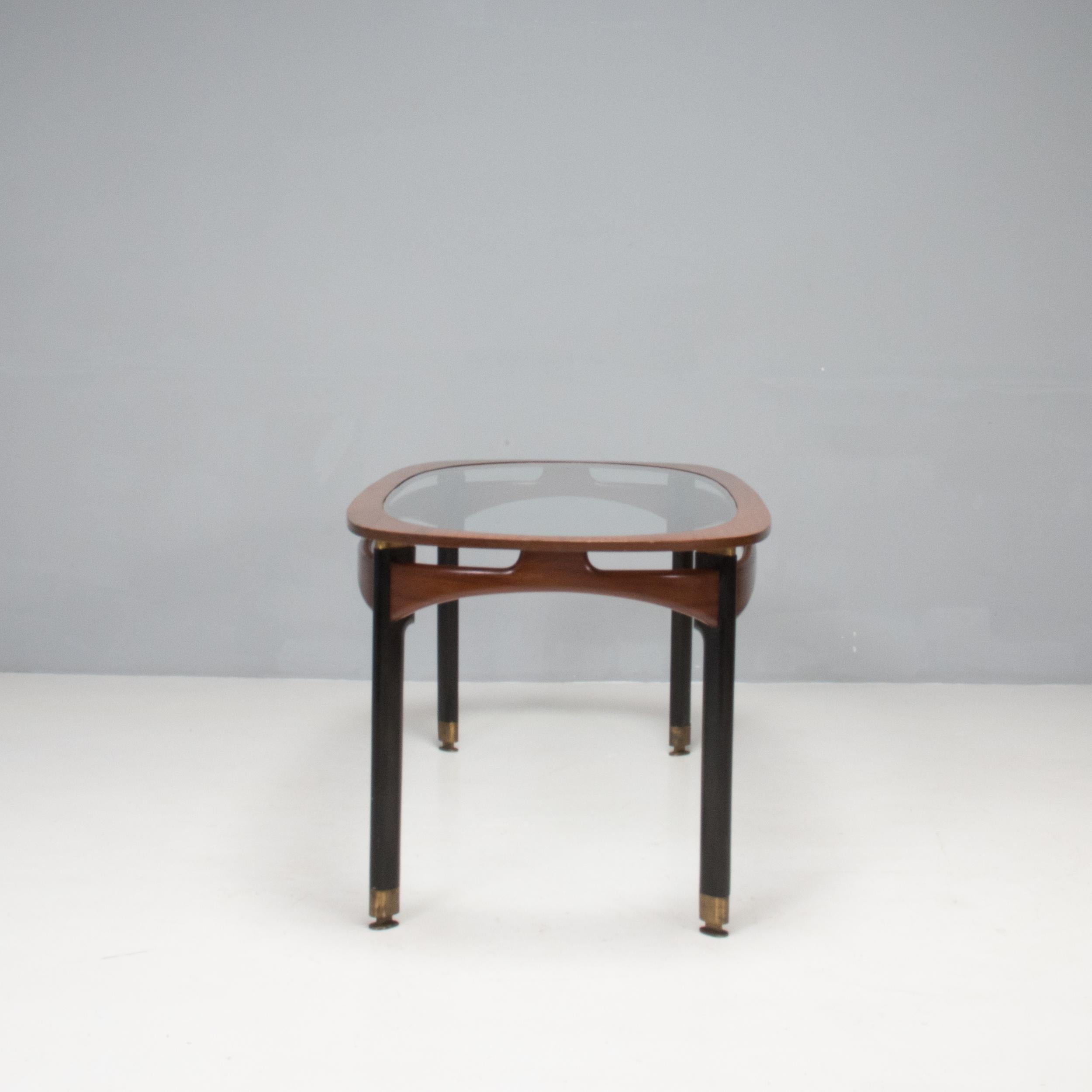 Mid Century Italian Rosewood & Glass Rectangular Dining Table, 1950s For Sale 1
