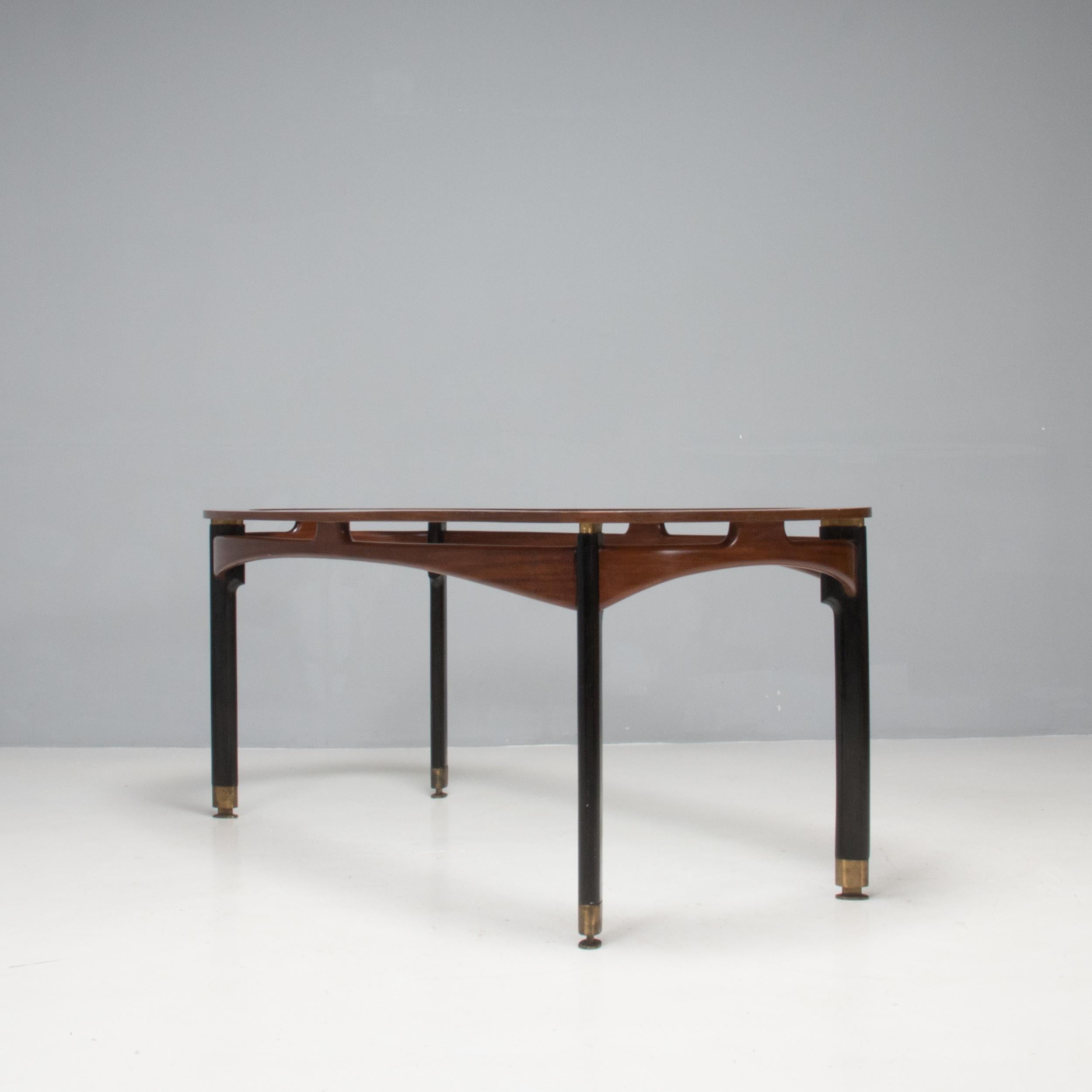 Mid Century Italian Rosewood & Glass Rectangular Dining Table, 1950s For Sale 2