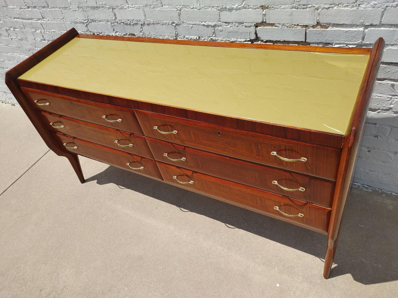 Modern Italian Rosewood Herringbone Pattern Dresser For Sale