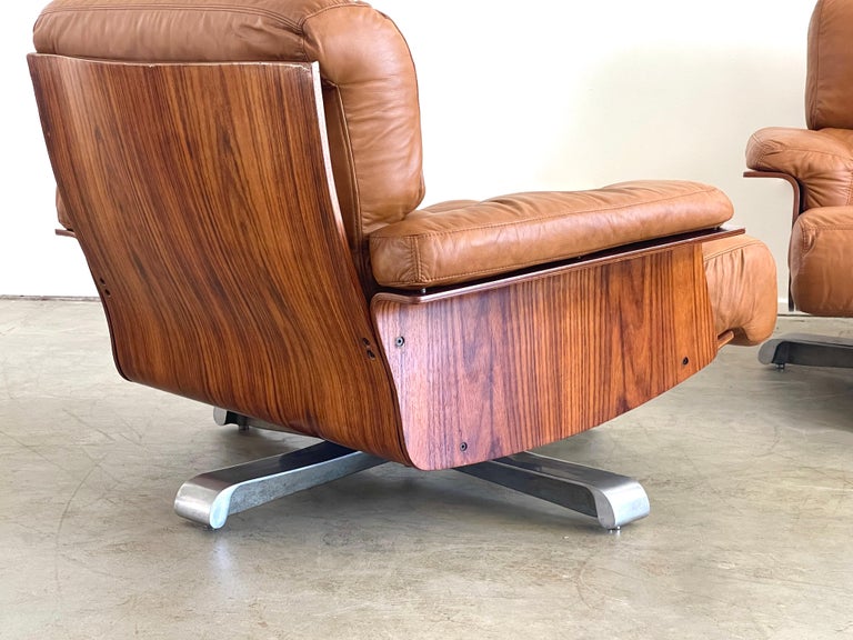 Mid-20th Century Italian Leather Swivel Chairs