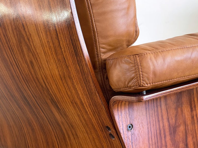 Walnut Italian Leather Swivel Chairs