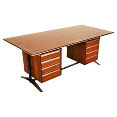 Italian Rosewood Mid Century Modern Executive Desk Gio Ponti Fornaroli Rosselli
