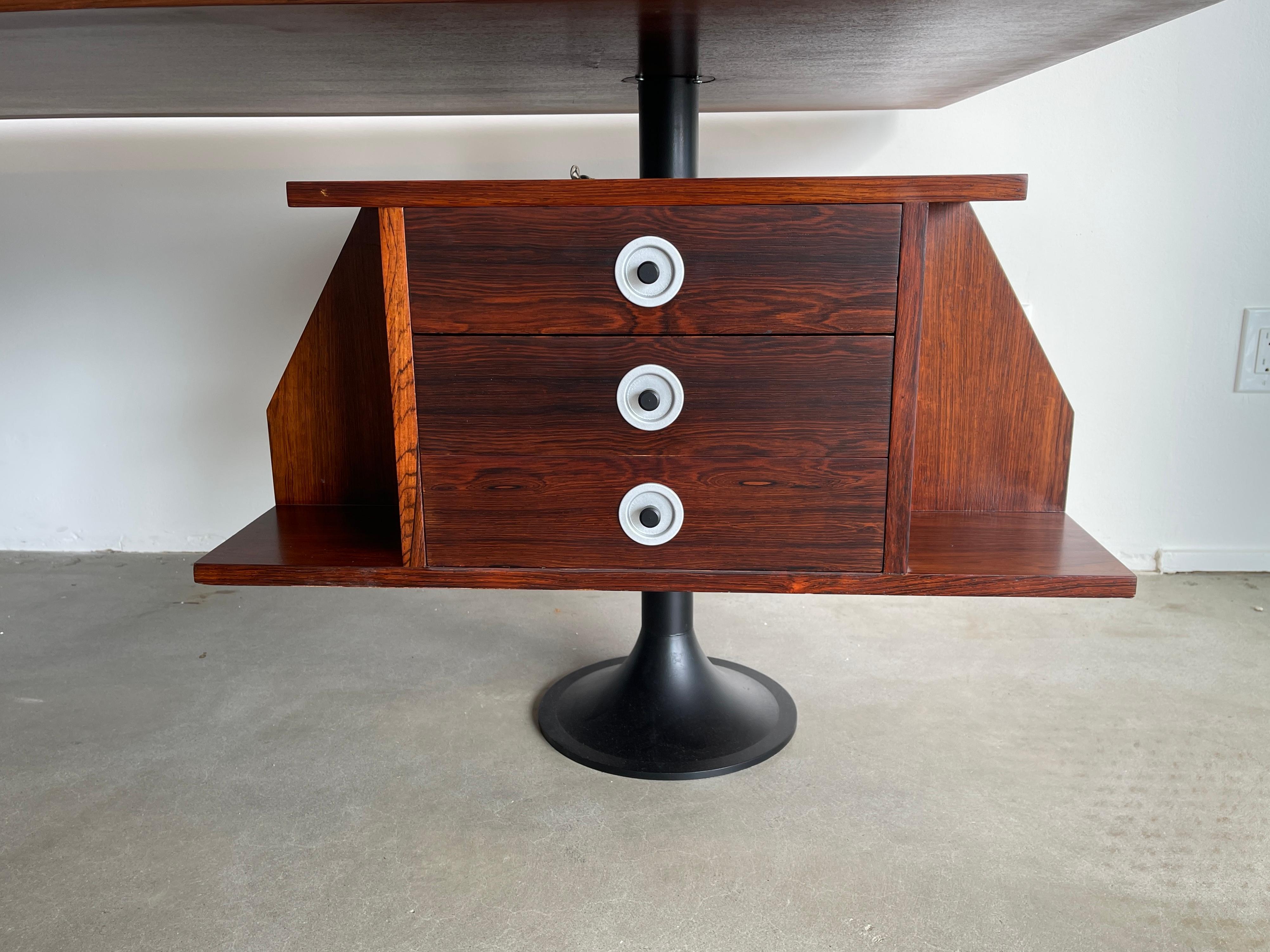 Mid-20th Century Italian Rosewood Partner's Desk