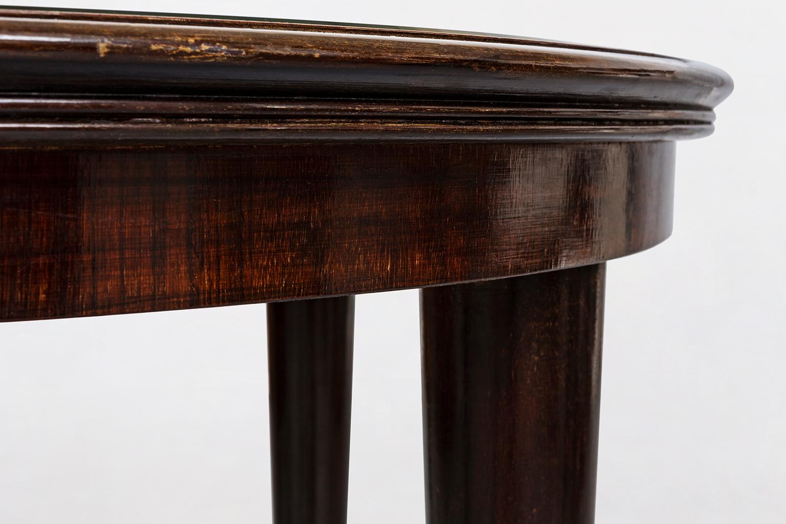 Glass Italian Rosewood Round Five Legs Dining Table in the Style of Dassi, 1950s