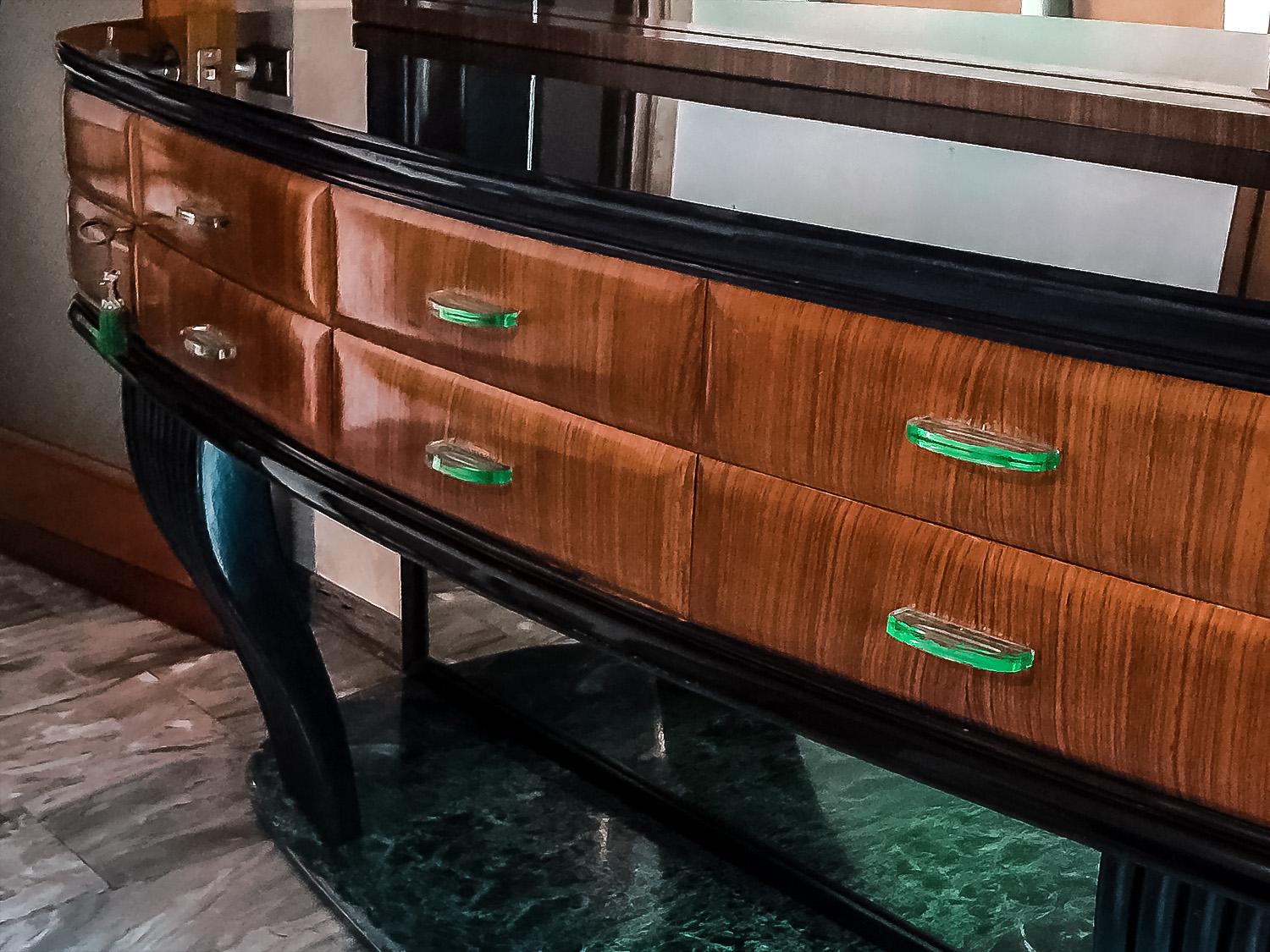 Italian Rosewood Sideboard by Dassi, with Opaline Top and Crystal Handles, 1950s 2