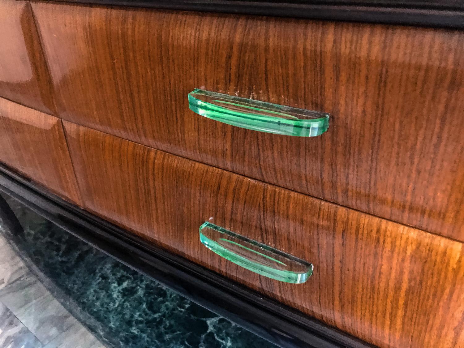 Italian Rosewood Sideboard by Dassi, with Opaline Top and Crystal Handles, 1950s 1