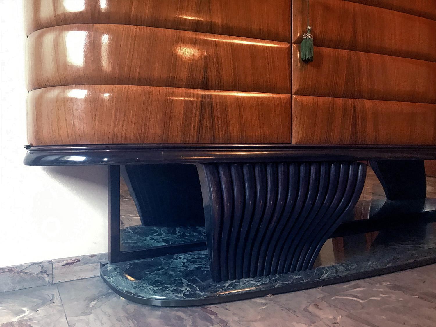 Italian Rosewood Sideboard with Black Opaline Top by Vittorio Dassi, 1950s 3