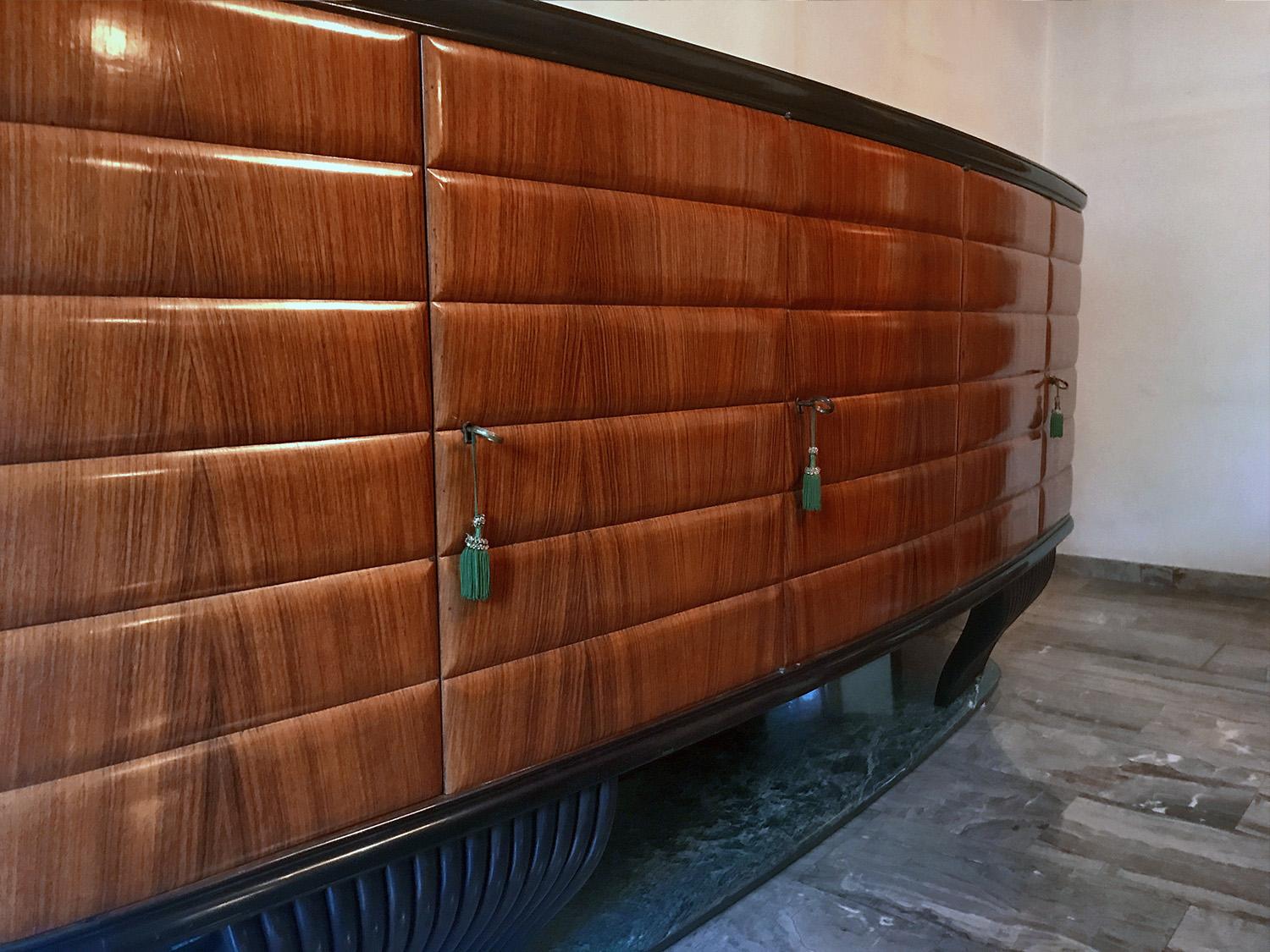 Italian Rosewood Sideboard with Black Opaline Top by Vittorio Dassi, 1950s 6