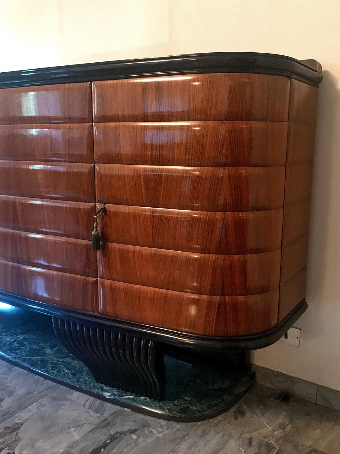 Italian Rosewood Sideboard with Black Opaline Top by Vittorio Dassi, 1950s 9