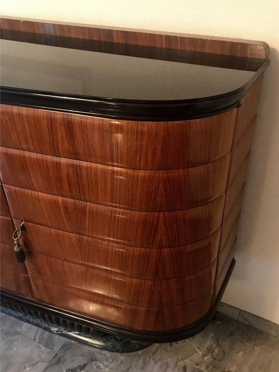 Italian Rosewood Sideboard with Black Opaline Top by Vittorio Dassi, 1950s 11