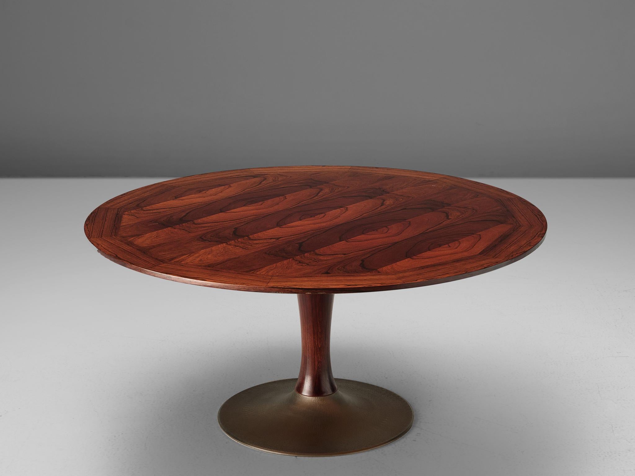 Mid-Century Modern Italian Rosewood Table with Adjustable Height