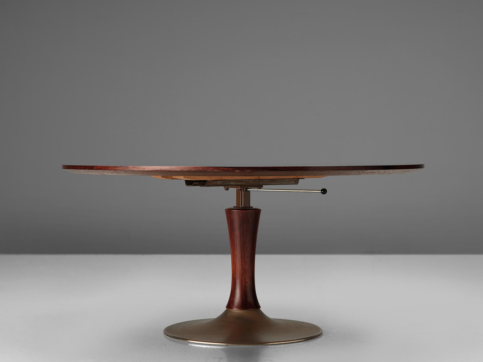 Italian Rosewood Table with Adjustable Height In Good Condition In Waalwijk, NL
