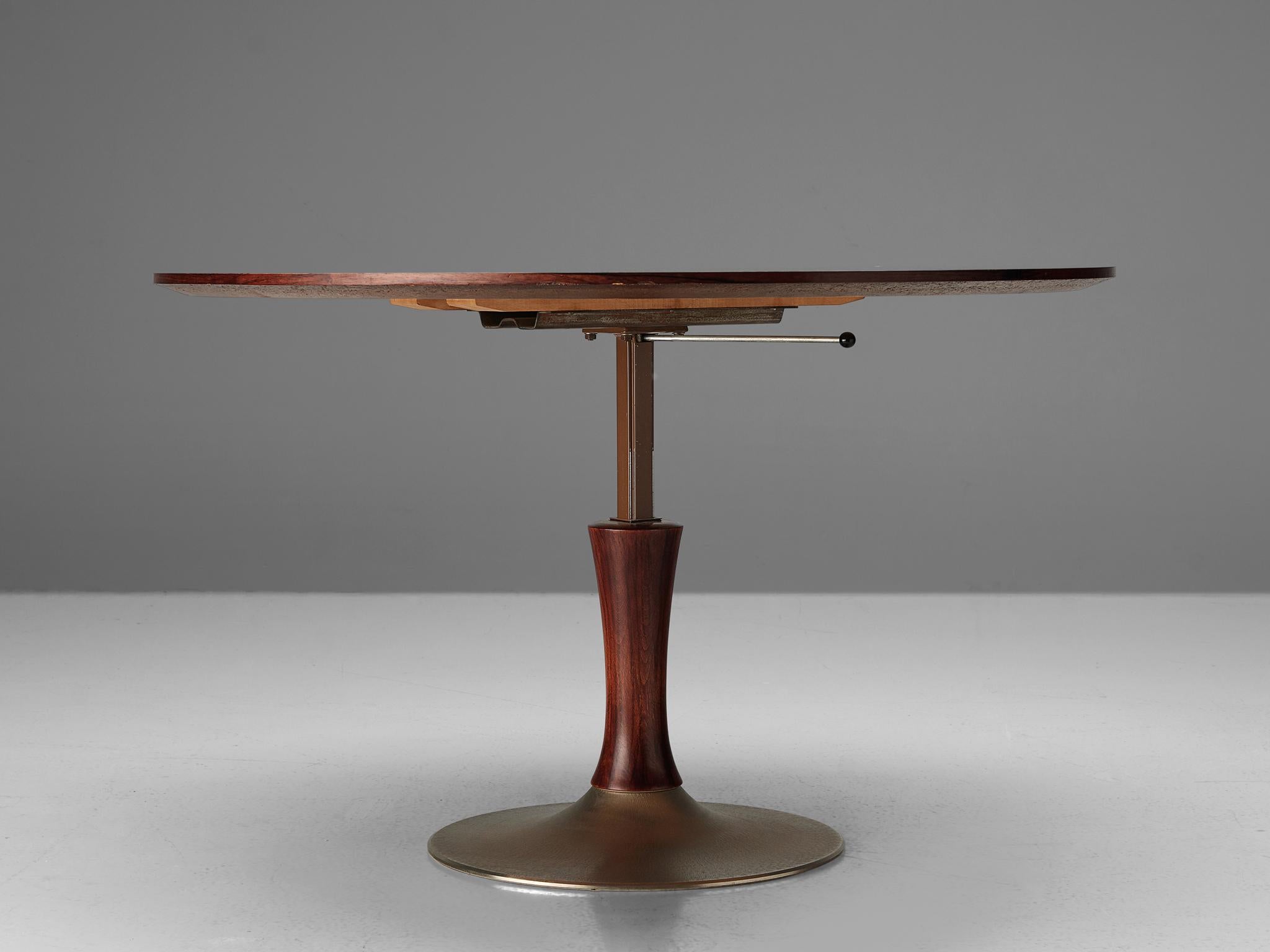 Mid-20th Century Italian Rosewood Table with Adjustable Height