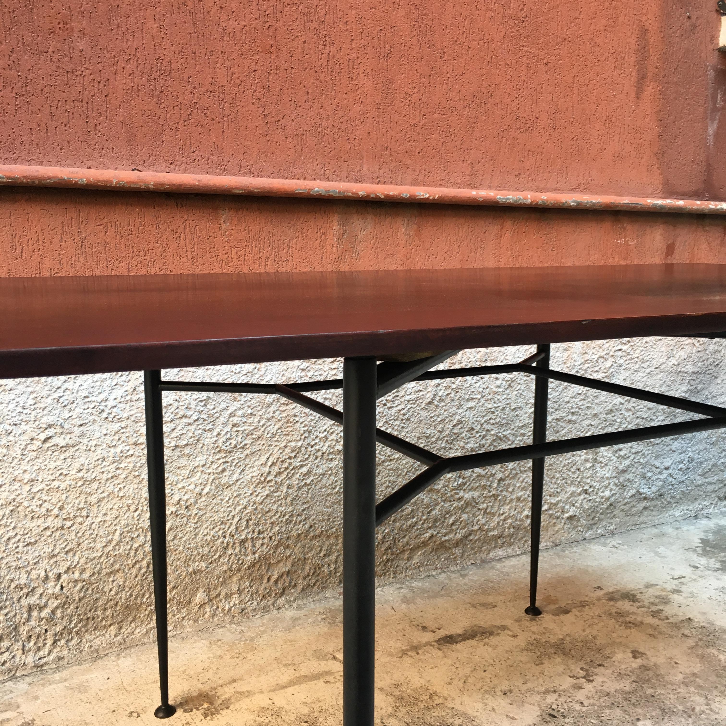 Italian Rosewood Top and Black Metal Paw Dining Table, 1960s 1
