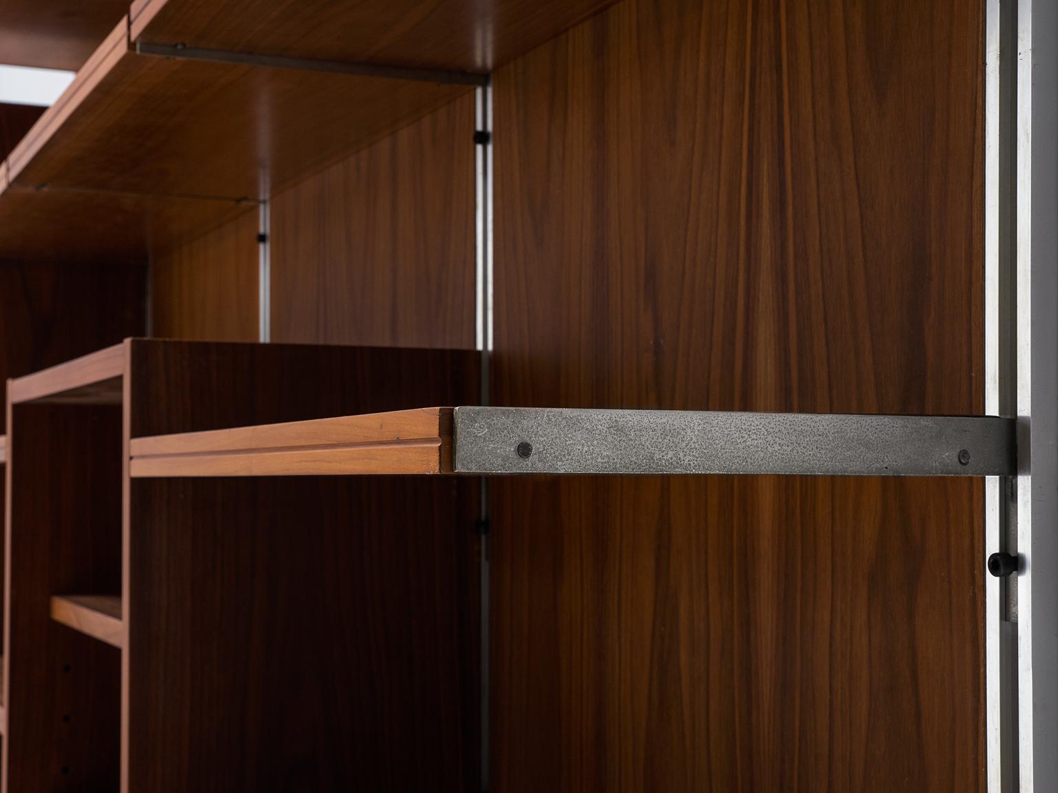 Italian Walnut Wall Unit with Polished Steel 1