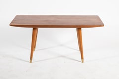 Italian Rosewood with Brass Feet Coffee Table, 1950s