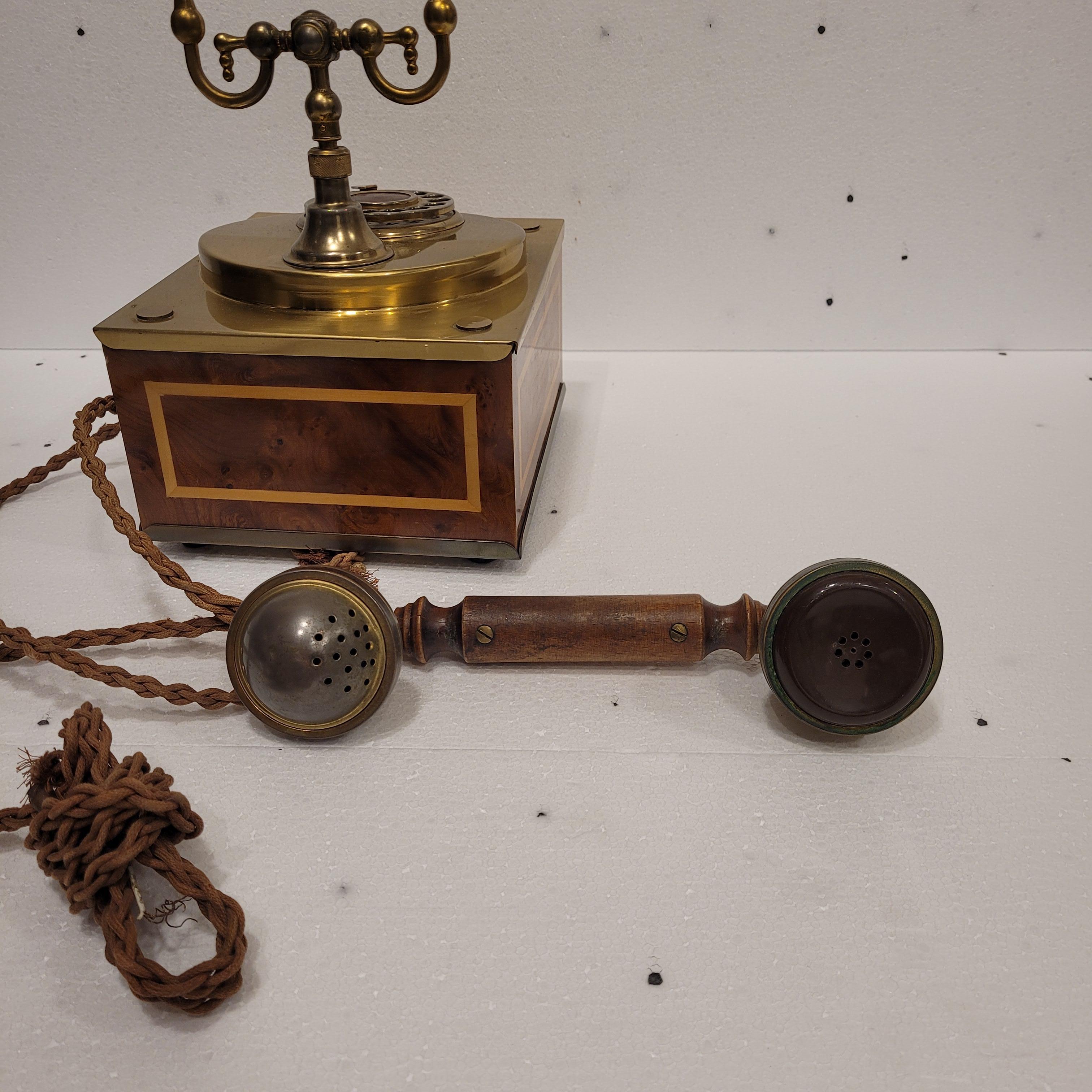 Italienisches drehbares Zifferblatt, Telefon, Vintage mit Retro- und Intarsienarbeit im Angebot 4