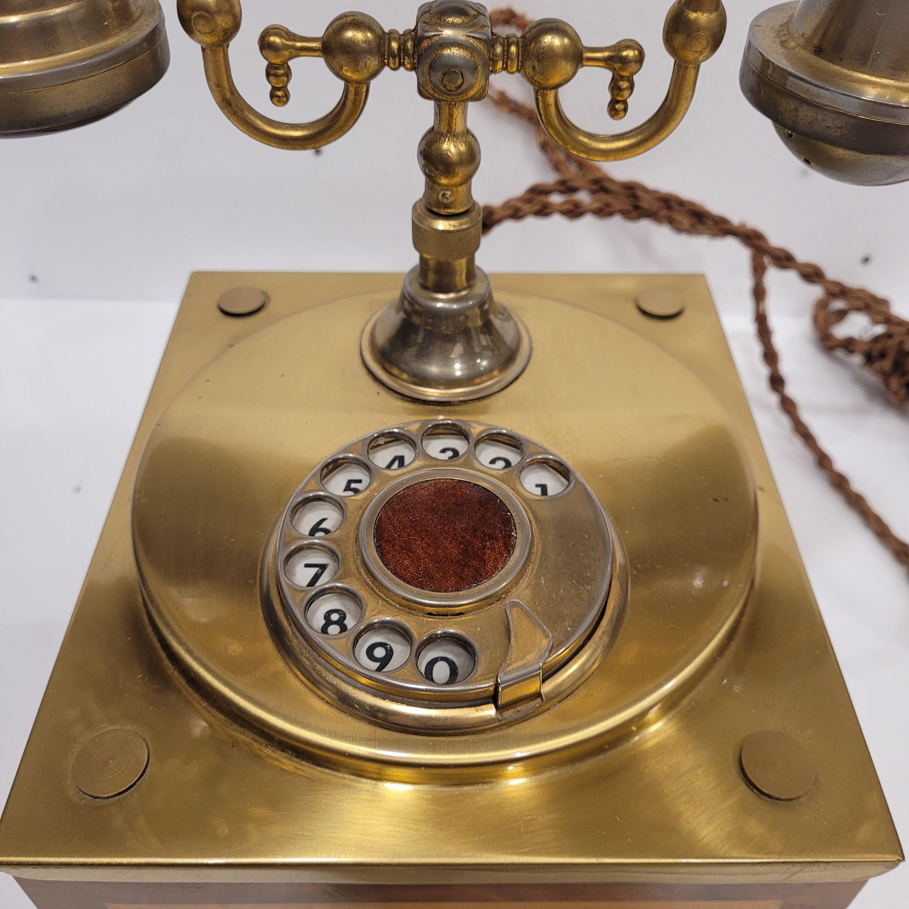 Italienisches drehbares Zifferblatt, Telefon, Vintage mit Retro- und Intarsienarbeit im Angebot 12