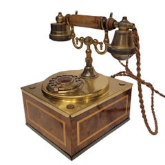 Italian rotary dial telephone Vintage with retro and marquetry