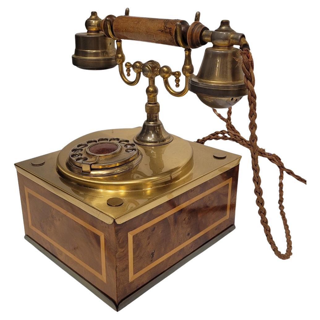 Teléfono italiano de disco giratorio Vintage con retro y marquetería