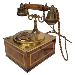 Teléfono italiano de disco giratorio Vintage con retro y marquetería