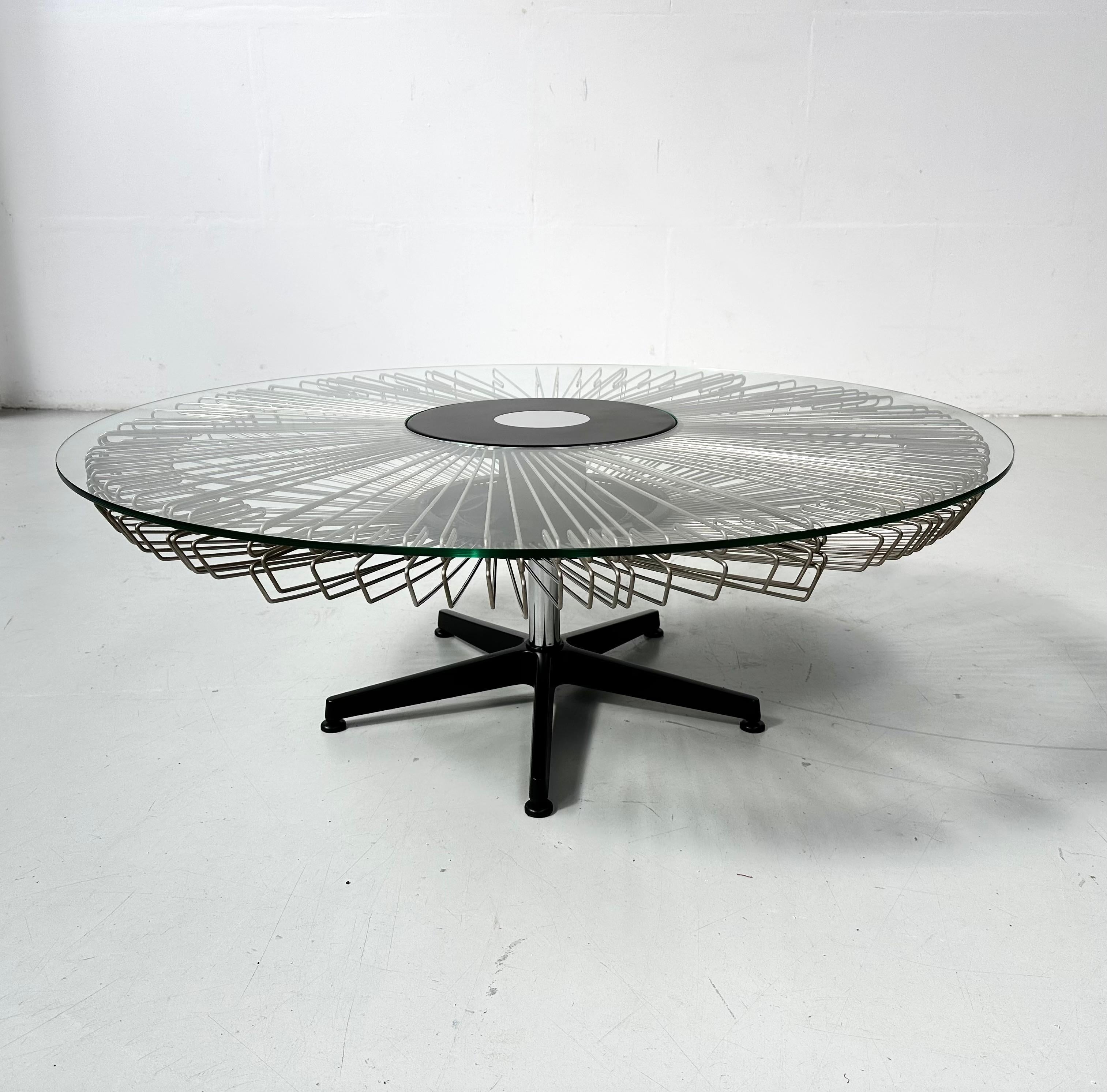 Italian Rotating Glass and Metal Coffee Table designed for Prada, 1990s. For Sale 10