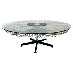 Used Italian Rotating Glass and Metal Coffee Table designed for Prada, 1990s.