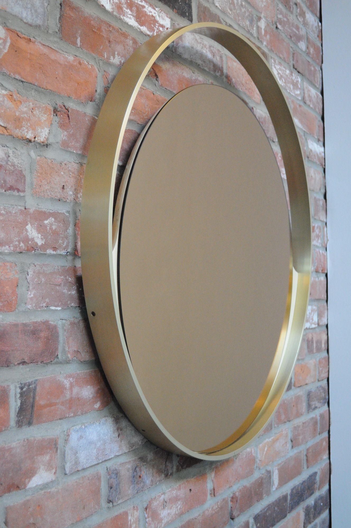 Italian Round Aluminum Architectural Wall Mirror with Bronzed Glass by Rimadesio For Sale 8