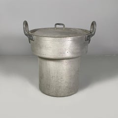 Italian round aluminum pot with lid, 1930s