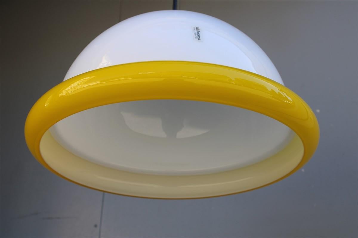 Vetro di Murano AV One Mazzega Bianco e Giallo Design Italiano anni '70 Stile Sottsass in vendita