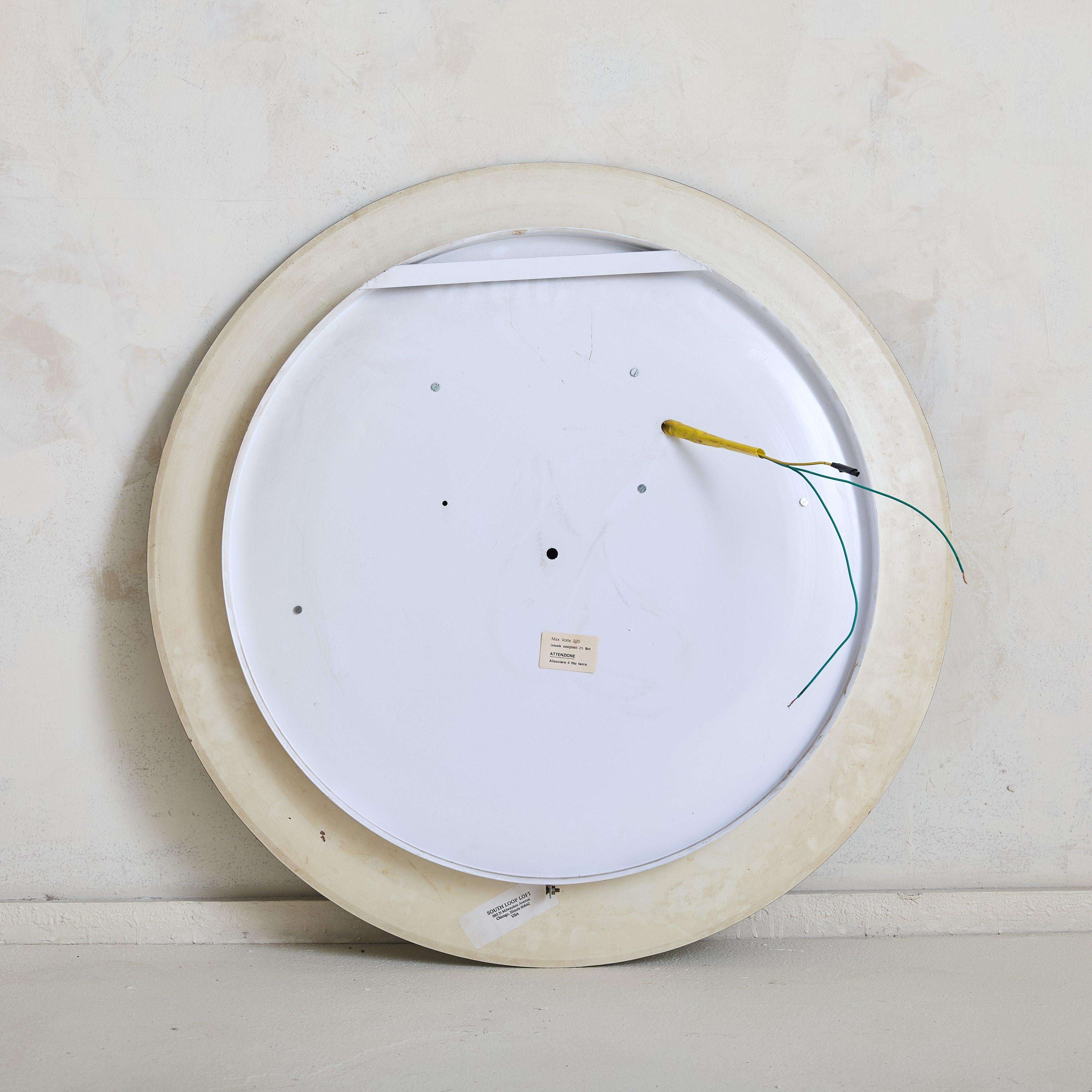 Miroir mural rond rétro-éclairé italien, 1970 en vente 5