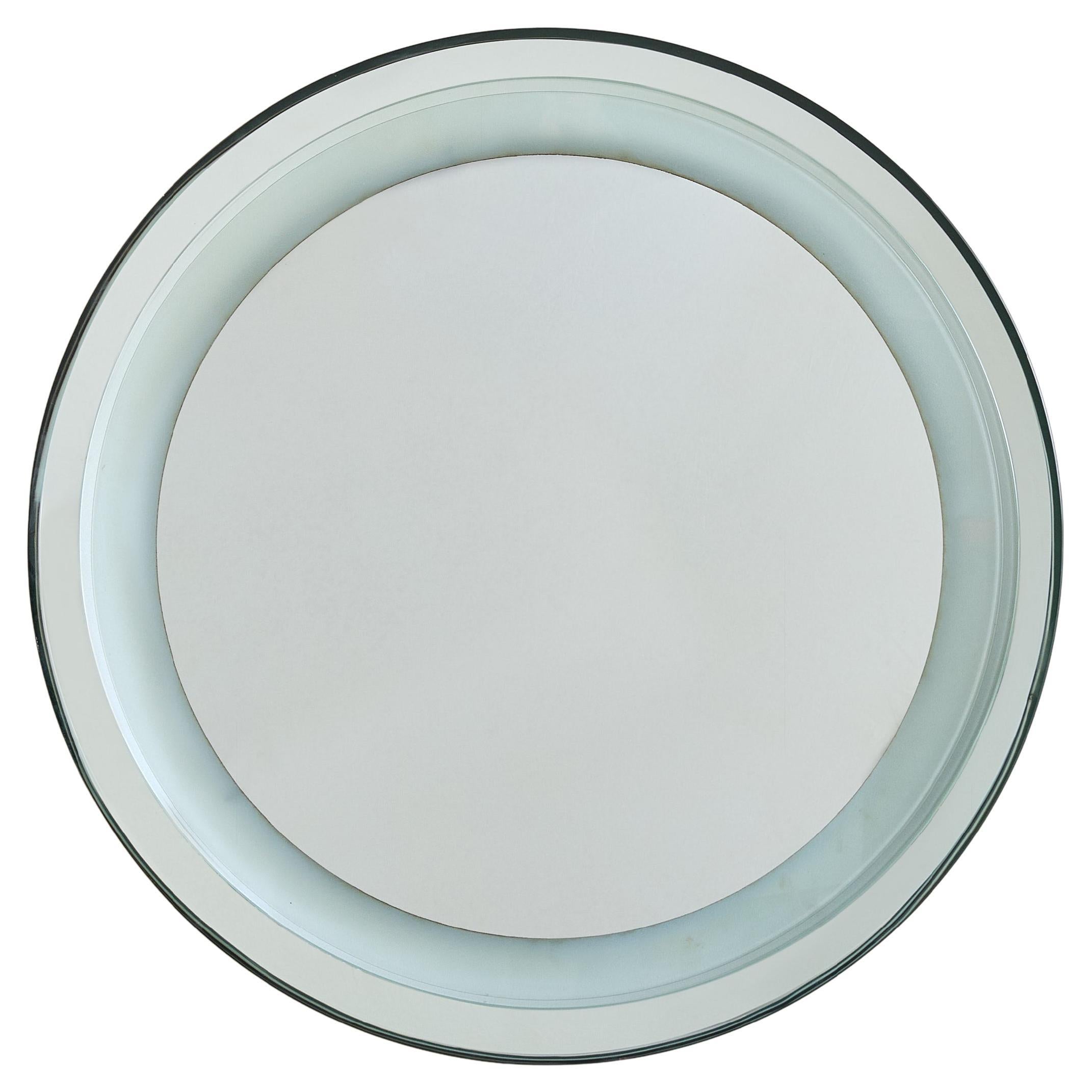 Miroir mural rond rétro-éclairé italien, 1970 en vente