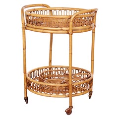 Italian Round Bamboo Bar Cart