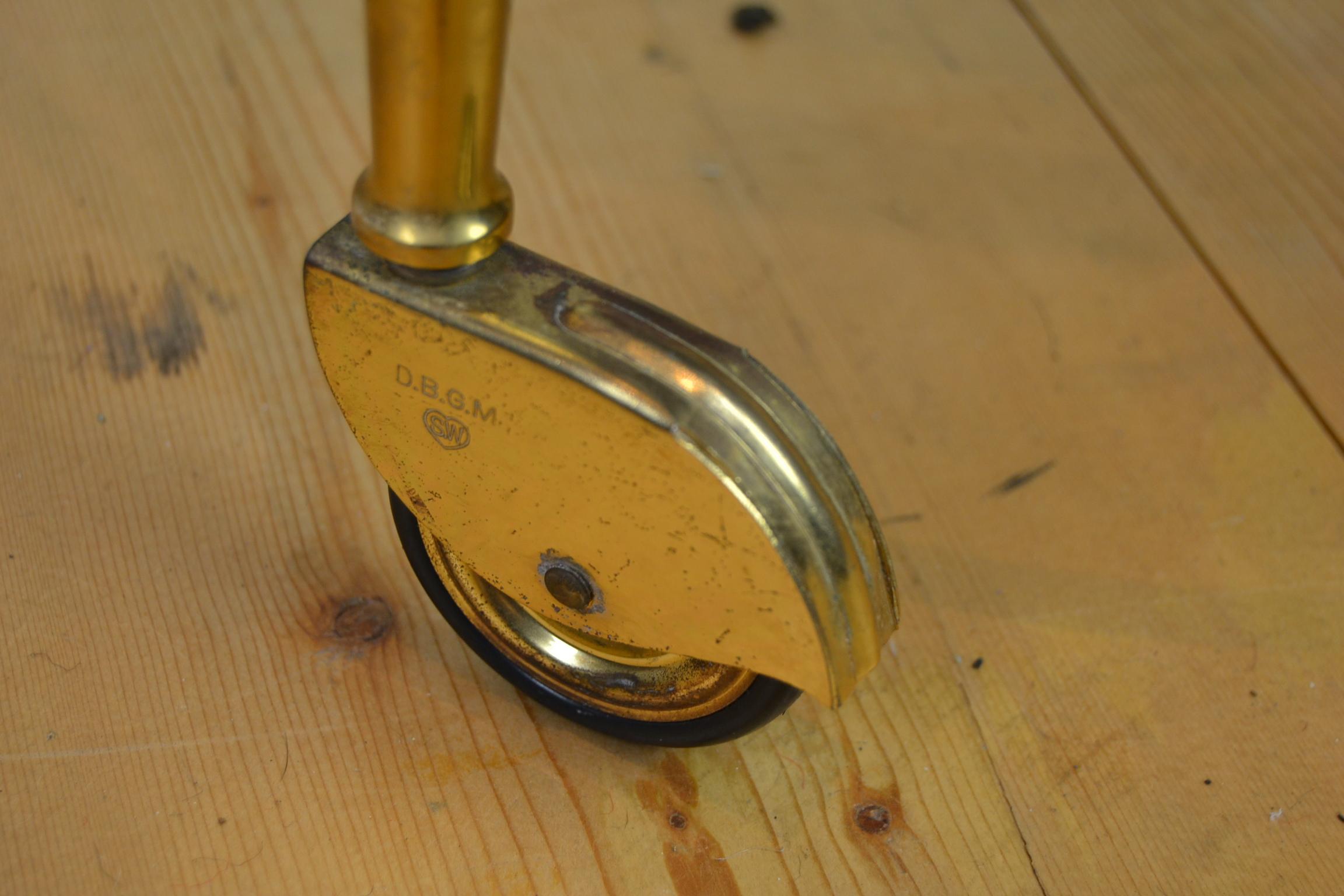 Italian Round Brass Bar Cart, Drink Trolley Cart with Removable Tray, 1950s 11