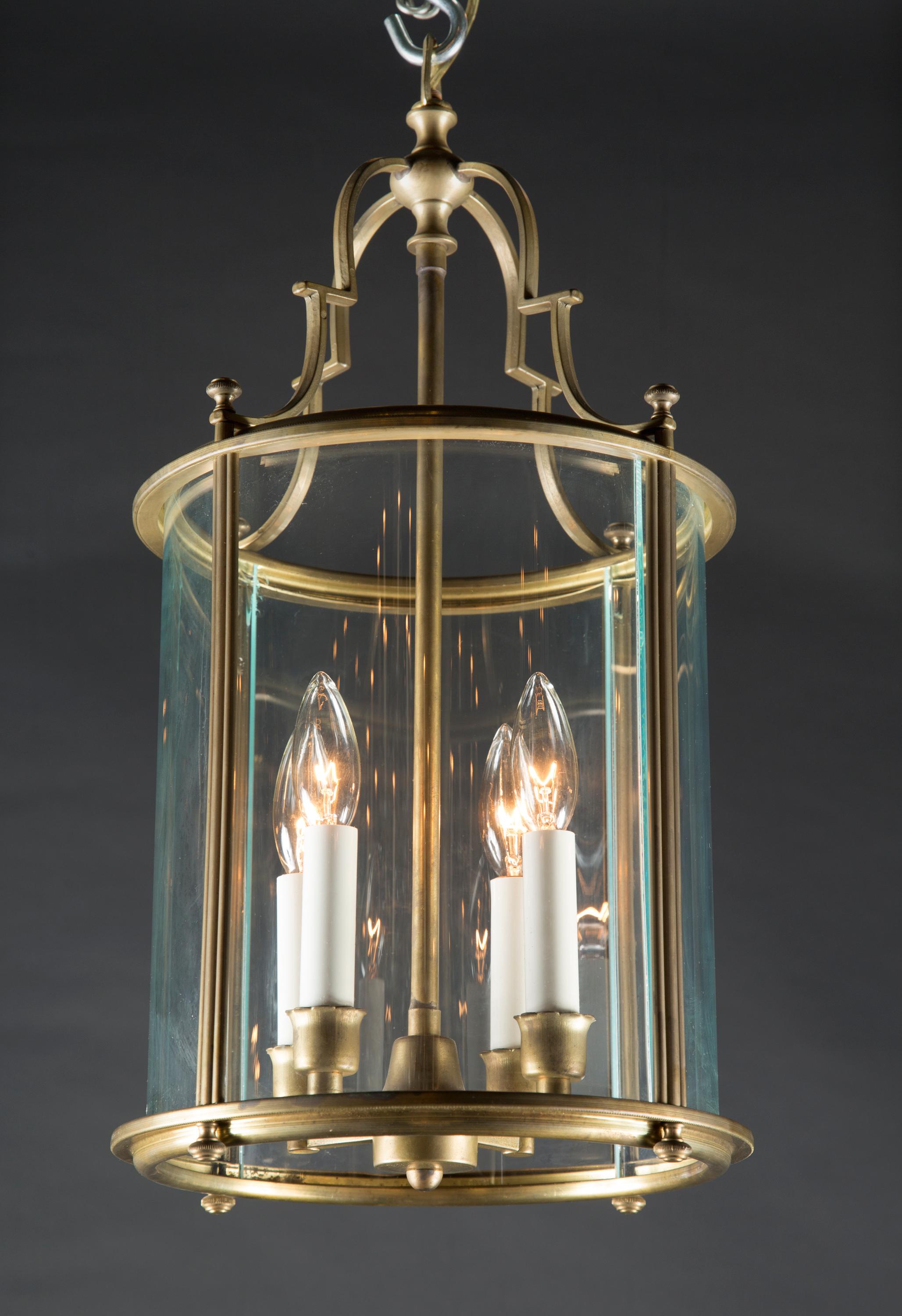 Italian Round Brass Hanging Lantern, Also Available as a Pair, Mid 20th Century For Sale 1