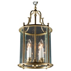 Italian Round Brass Hanging Lantern, Also Available as a Pair, Mid 20th Century