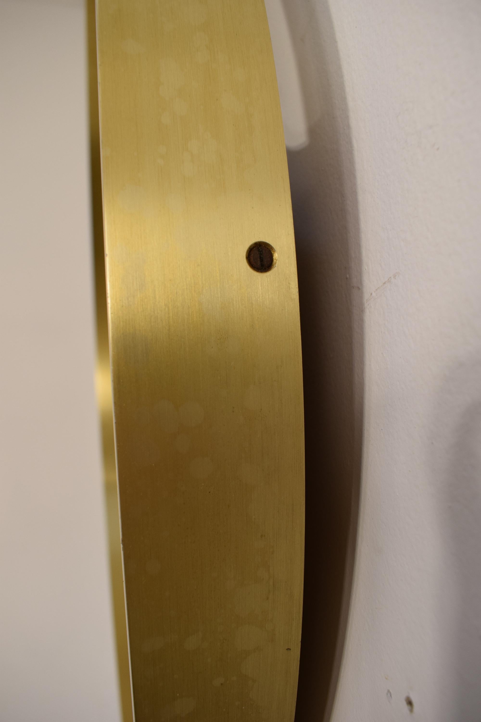 Mid-Century Modern Italian Round Brass Mirror, 1960s For Sale