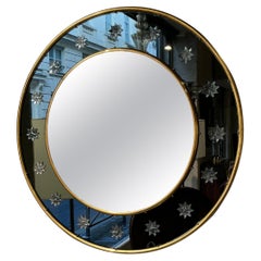 Italian round brass mirror with stars circa 1960