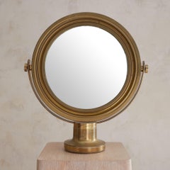 Italian Round Brass Vanity Mirror Attributed to Sergio Mazza for Artemide, 1960s
