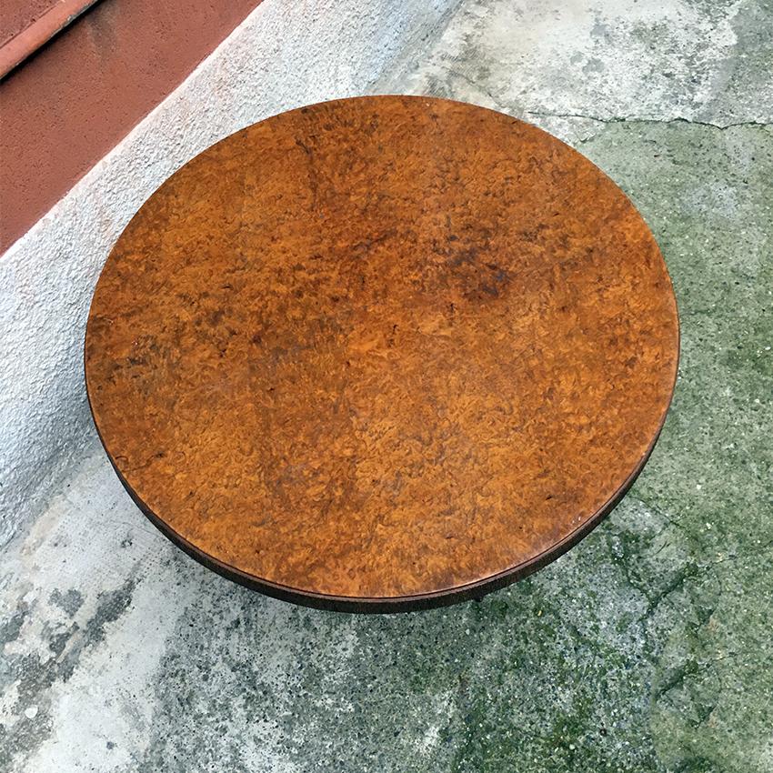 Wood Italian Round Briar Table, Designed by Pierluigi Colli, 1940s