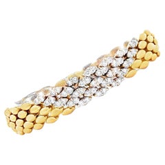 Pulsera de oro amarillo de 18 quilates con eslabón de pantera italiana de diamantes redondos talla brillante