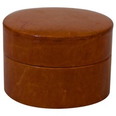 Vintage Italian Round Calfskin Cufflink Box