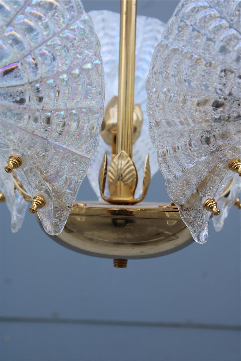 Italian Round Chandelier with Iridescent Murano Glass Franco Luce Design, 1970s In Good Condition In Palermo, Sicily