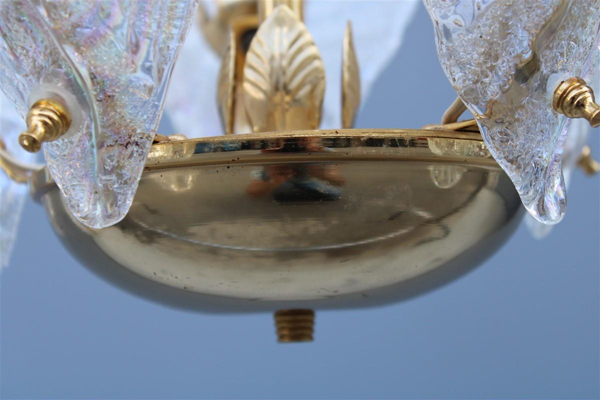 Italian Round Chandelier with Iridescent Murano Glass Franco Luce Design, 1970s 1