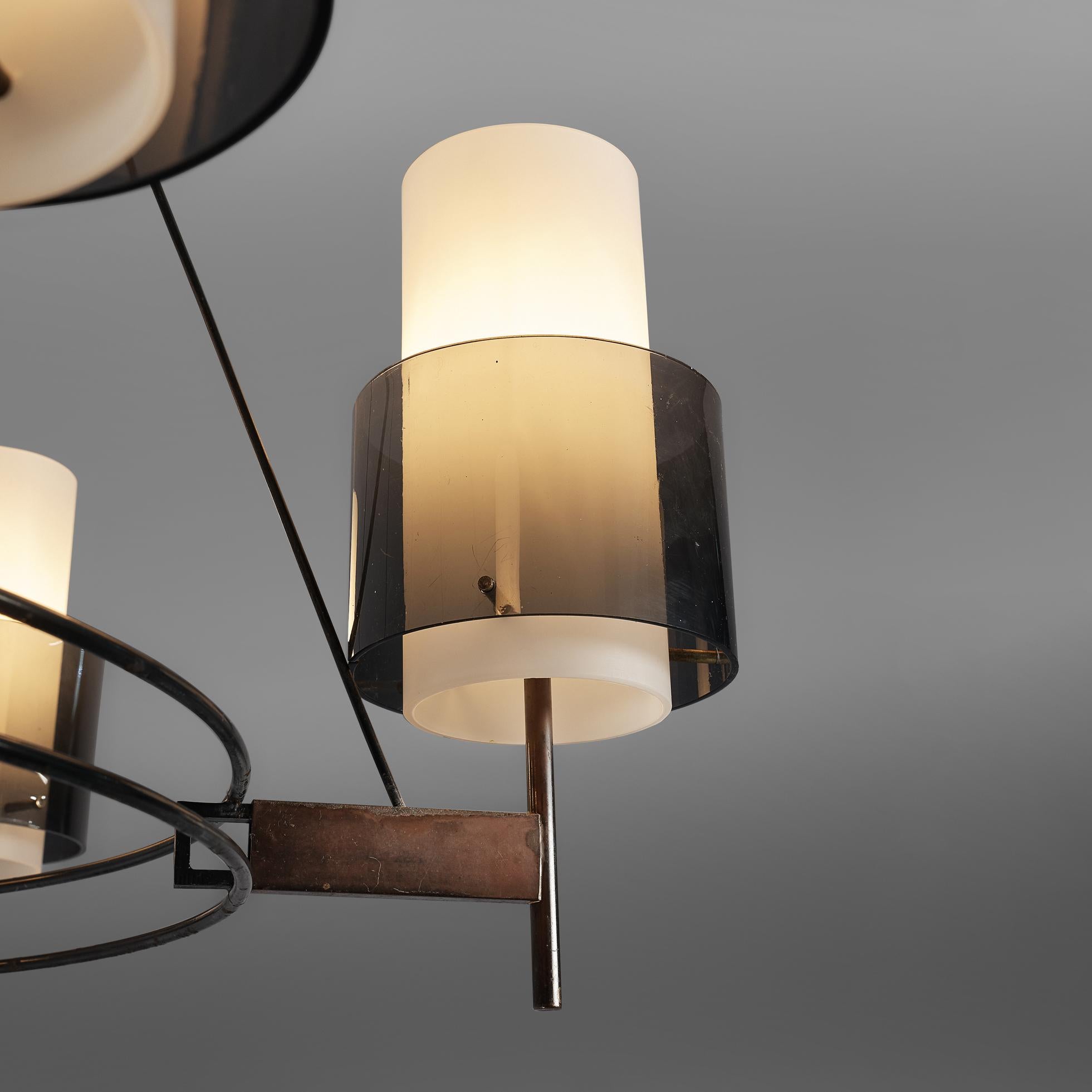 Acrylic Italian Round Chandelier with Six Lamps