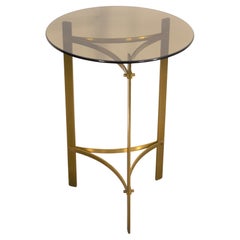 Italian Round Coffee Table, Brass and Smoked Glass, 1960s