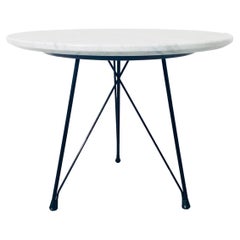 Italian Round Coffee Table in Marble and Black Enamelled Metal, 1960s