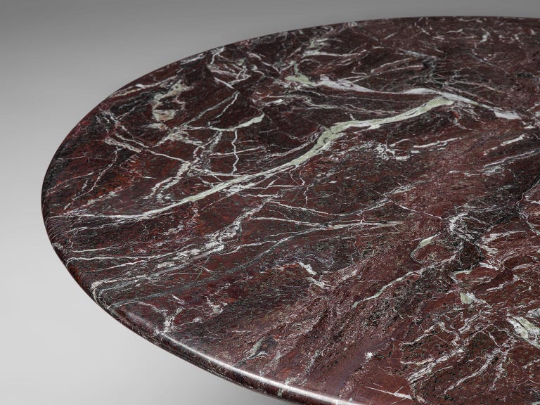Italian Round Deep Red Marble Table 2