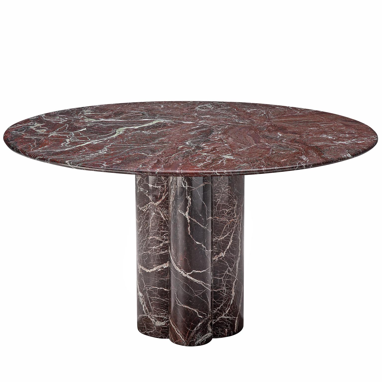 Italienischer runder Tisch aus tiefrotem Marmor