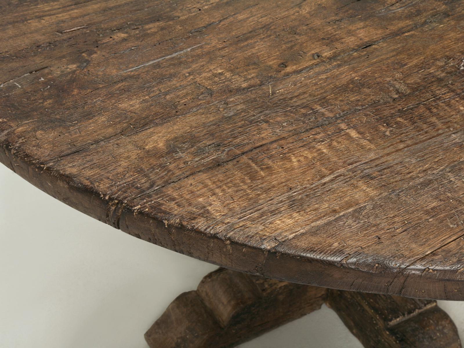 Country Italian Round Dining Table, Handcrafted by Old Plank in Any Dimension or Finish For Sale